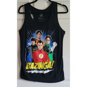 Ripple Junction Women's L the‎ Big Bang Theory Bazinga! Black Tank Top Pre-Owned